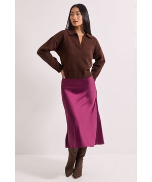 Petite Satin Bias Cut Skirt