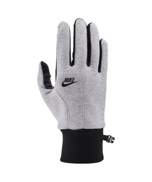 Baumwolle, Elastan, Nylon, Polyester, Polyoxymethylene, Polyurethan. Marke: Nike. Gewebe: Fleece. Gewebetechnik: Leicht, Therma-Fit. Fingerspitzen für Touchscreen, Touchscreen Daumen. Design: Contrast Logo.