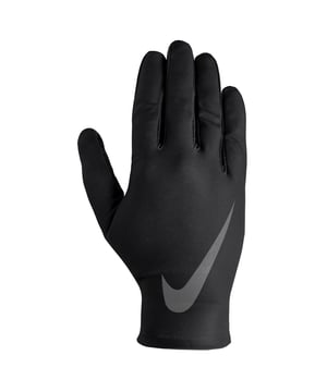 85% Polyester, 15% Elastan. Marke: Nike. Gewebetechnik: Leicht, Schnell trocknend. Bündchen: Niedriges Profil. Silikon-Griff, Fingerspitzen für Touchscreen. Design: Logo, bedruckt. Zum Überziehen.