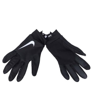 Elastan, Polyester, Spandex. Marke: Nike. Gewebe: Gebürstet. Gewebetechnik: Leicht, Schnell trocknend, Thermisch. Fingerspitzen für Touchscreen. Design: Logo. Eigenschaften: Silikon-Handfläche.