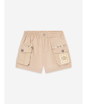 Introducing the exquisite Roberto Cavalli Baby Boys Cargo Shorts in Beige the pinnacle of luxury for your little gentleman's SS2025 wardrobe Italian Craftsmanship Expertly tailored in Italy, embodying unmatched quality and sophistication. Classic Hue Understated beige colour, ensuring versatility and timeless charm. Premium Fabric Constructed with the finest materials for unrivalled comfort and durability.Elevate your child's style with these impeccable Roberto Cavalli cargo shorts. Order now and embrace elegance!