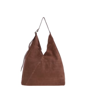 Indulge in the luxurious simplicity of the Ashwood Brown Suede Bag, a piece that speaks to the connoisseurs of understated elegance. Designed with the modern, sophisticated individual in mind, this bag combines functionality with high-end fashion. Crafted from premium quality suede, the bag's rich brown hue exudes a warm and earthy charm, perfect for complementing any outfit. Its unique triangular silhouette, which tapers gently towards the top, marries spaciousness with style, ensuring that you can carry all your essentials without compromising on your look. The bag features a single, slender strap, providing a comfortable shoulder carry while maintaining its minimalist aesthetic. Its suede texture not only adds a touch of bohemian flair but also promises a soft, tactile experience. The unadorned surface of the bag is a testament to the timeless beauty of high-quality materials and excellent craftsmanship, making it an accessory that transcends seasonal trends. Dimensions: (L) 41 cm x (W) 15 cm x (H) 47 cm.