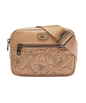 Marke: Lacoste. Länge: 18 cm. Höhe: 13,5 cm. Tiefe: 4 cm. Taschenart: 1 Vordertasche, Reißverschluss. Fächer: 1 Hauptfach, Mit Reißverschluss. Taschenmerkmale: verstellbarer Schulterriemen. Design: Geprägt, Floral, Logo.