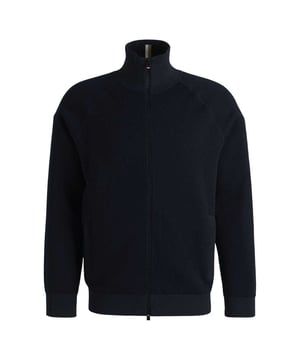 70% Baumwolle, 30% Schurwolle. Rand: Polyester. Design: Unifarben. Saum: gerippt. Hoch geschnitten, gerippt. Langärmlig. Bündchen: gerippt. Passform: Regulär. Taschenart: Zwei Seitentaschen, Reißverschluss. Durchgehender Reißverschluss. M: 102 cm.