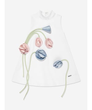 Jessie and James embody timeless elegance and modern charm. This girls Flora 3D dress in white is reflective of the label's distinctive care and craftsmanship. Has luxurious 3D Floral embellishments via a classic white hue and refined silhouette. Excusive to Childsplay Zip Fastening Main 60 Cotton, 37 Polyester, 3 Elastane Flowers 100 Polyester Lining 100 Cotton