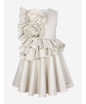 Introducing the exquisite Girls In Bloom Ruffle Flower Dress in Gold by Jessie and James, tailor-made for the spring-summer season of 2025. Ensure your young lady dazzles with this must-have garment Refined Gold Hue A radiant colour that exudes luxury sophistication. Delicate Ruffle Detailing Enhances the dress with elegance charm. Premium Fabrication Crafted for comfort durability through any festive occasion.Revitalize her wardrobe with the Girls In Bloom Dress. Order today let her shine with unparalleled style!
