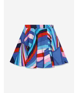 Emilio Pucci embody innovation and timeless luxury in their designs. This girls skirt features beautiful archival 'Maddena' motif from the 60s via a vibrant multicoloured print and pleated effect hem. Made in Italy Zip Fastening 96 Viscose, 4 Elastane Lining 100 Cotton