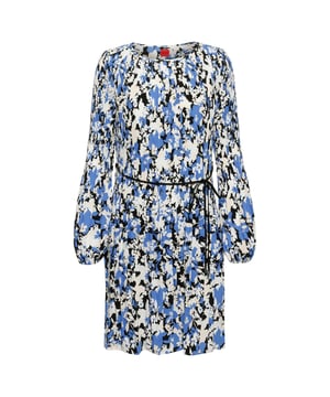 60% Polyester, 40% Recyceltes Polyester. Design: Floral, Mit Falten. Mit Falten. Stoffgürtel. Rundhalsausschnitt. Langärmlig. Nachhaltigkeit: nachhaltige Materialien.