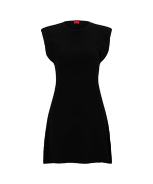 70% viscose, 30% polyester. Ontwerp: Eenvoudig. Halslijn: Contrast, Lage Hals. Mouwtype: Mouwloos. Lengte: Kort. 6 VK: 30 in. 10 VK: 33 in. 12 VK: 35 in. 14 VK: 37 in. 16 VK: 39 in.