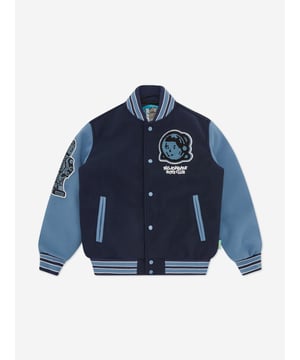 American label Billionaire Boys Club combine high fashion and casual wear into beautifully innovative portraits with a newfound focus on street style. This boys Astro varsity jacket embodies the raw energy and attitude of the brand. Made in refined high quality with a chenille Astro helmet and embroidered Billionaire Boys Club logo at the chest. It features blue, navy and white ribbed stripescontrast side pockets and a gas blue press-stud fastening down the centre front. The enigmatic piece is signified by an embroidered robot at the right sleeve and a chenille Astro helmet logo patch at the back. 100 Polyester