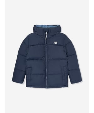 New Balance depict American apparel into timeless sophisticated wear. This boys NB navy puffer jacket is engineered in beautiful heavy padding and a nylon lining for extra warmth. Perfect for the cooler season. 64 Cotton, 36 Nylon