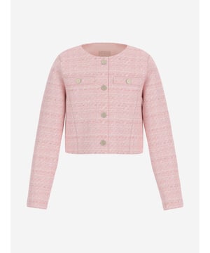 Elevate your little one's wardrobe with the exquisite Girls Tweed Jacket in Pink by Guess, crafted distinctly for SS2025. This luxurious piece not only encapsulates chic sophistication but also offers a playful aura in a stunning pink hue. Ideal for any fashionable gathering, it promises to be the crown jewel of your child's ensemble. Key features include Elegant Tweed Design Classic yet contemporary, ideal for versatile styling. Vibrant Pink Colour Eye-catching and perfect for springsummer vibrance. Premium Comfort Crafted with care for ultimate wearability and softness. Durable Stylish Tailored to withstand childhood fun with enduring elegance.A timeless addition to any young lady's attire, this jacket is sure to impress.