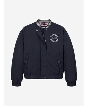 Elevate her style with the Tommy Hilfiger Girls Varsity Sateen Bomber Jacket in Navy, a sophisticated addition for SS2025. Luxurious Sateen Finish Crafted in a sumptuous, glossy sateen, ensuring she shines at every occasion. Iconic Navy Hue A deep blue tone that pairs seamlessly with any outfit, making it versatile for daily wear or special events. Signature Branding Detailed with Tommy Hilfiger's recognisable logo for that elite touch. Order now to infuse timeless elegance into her wardrobe!