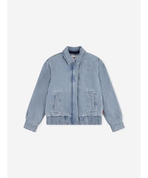 Levi's reinterpret vintage nostalgia into striking modern designs. This girls desert sky short jacket is the embodiment of effortless style. Woven from a beautiful soft quilted design. Long Sleeves Collar Front Pockets Levi's Writing On Chest Wide Elastic Hem Hidden Zipper Zipper and Press Buttons 97 Cotton, 2 Viscose, 1 Elastane