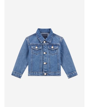Introduce a touch of whimsy to your little girl's wardrobe with the Girls Heart Denim Jacket in Blue, designed by Guess for SS2025. This enchanting piece blends timeless denim with delightful modern accents Exquisite Heart Motifs Embellished with charming heart designs for a playful yet refined look. Premium Denim Fabric Crafted from superior denim to ensure both durability and comfort. Vibrant Blue Hue A striking blue shade that complements any outfit effortlessly.Upgrade her style with this exquisite jacket a perfect combination of sophistication and fun.