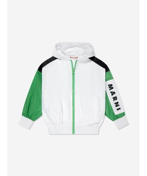 Introducing the Marni Kids Logo Zip Up Jacket in White, an impeccable addition to any young trendsetter's SS2025 wardrobe. Crafted with precision, this jacket offers distinctive features to elevate your child's style and comfort Iconic Marni Logo Prominently displaying the esteemed Marni logo, ensuring your child stands out with an elite fashion statement. Luxurious Comfort Constructed from superior materials, this jacket provides unmatched softness and comfort, ideal for daily wear. Versatile Design Perfect for both boys and girls, its sleek white hue complements any ensemble, making it a versatile staple.Revamp your child's collection with this exquisite piece from Marni. Order now for a touch of luxury and distinctive style!