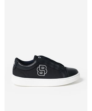 BOSS bewitch functionality into reconceptualised modern wear. These boys navy trainers have been incarnated with the finest construction and care. Made in refined textile materials. They showcase leather trims and a slip-on design with elasticated laces. Features bold logo branding on the tongue and the Double B monogram embroidered on one side. They have a textile lining and a textured rubber sole that provides excellent grip. Canvas Leather Upper Textile Lining Faux Leather Insole Comes With Branded Box 100 Textiles