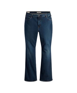 68% Baumwolle, 19% Polyester, 11% Viskose, 2% Elastan. Gewebe: Denim, Stretch. Design: Logo, Patch, 'Tag'. Taschenart: Zwei Seitentaschen, Eine Münzentasche, 2 Taschen hinten. Knopfverschluss, Hosenschlitz mit Reißverschluss. Gürtelschlaufen, Ausgestelltes Bein, Hochgeschnitten, Leder-Aufnäher. Passform: Plus.