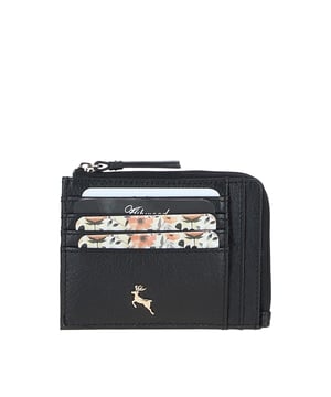 The Ashwood Leather Small Purse is perfect for everyday use, featuring 8 card holders, 2 slip pockets on each side, and a secure zip pocket for coins and valuables. Adorned with the elegant Ashwood metallic golden deer logo and golden zip, this purse offers a luxurious look while providing RFID protection to keep your cards safe. Fully lined with Ashwood branded lining, it combines functionality with a touch of elegance. Dimensions: (L) 12cm x (H) 9cm.