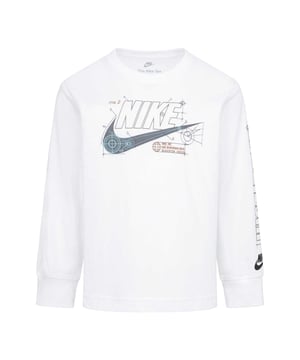 60% Baumwolle, 40% Polyester. Gewebe: Trikot, Weiche Haptik. Design: Logo, Ärmeldruck, Swoosh. Passform: Anliegende Passform. Rundhalsausschnitt, gerippt. Langärmlig. Bündchen: gerippt. 110: 56 cm. 116: 58,42 cm. 122: 61 cm. 104: 53,34 cm.