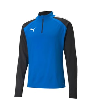 Get match-ready with the Puma TeamLiga Men’s Football Top — a high-performance essential built for players who demand comfort, movement, and modern athletic design. Engineered to support training and pre-game routines, this top blends functionality with sharp football style.
Key Features:
Lightweight Polyester Construction:

Smooth, breathable fabric ideal for high-intensity sessions and warm-ups, keeping you focused and unrestricted.

dryCELL Moisture-Wicking Technology:

Draws sweat away from the skin to help you stay dry and comfortable during play or drills.

Athletic Fit with Raglan Sleeves:

Allows natural range of motion in the shoulders and arms — perfect for dynamic training or warm-up movement.

Quarter-Zip Collar Design:

Provides adjustable ventilation and a modern touch, ideal for layering or regulating body temperature.

Elasticated Cuffs and Hem:

Offers a secure fit that stays in place, with a streamlined silhouette suited for performance.

Puma Cat Branding:

Printed on the chest for a clean, professional look that reflects Puma’s football heritage.

Whether you're preparing for a match or elevating your training kit, the Puma TeamLiga Football Top keeps you cool, agile, and sharp from the first whistle to the last.