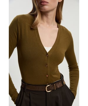 Viscose Blend Knitted Button Detail Cardigan