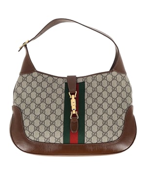 VINTAGE, RRP AS NEW
Timeless and iconic, the Gucci Jackie 1961 GG Hobo Shoulder Bag in beige coated canvas showcases the house’s signature GG Supreme pattern with elegant gold-tone piston hardware. Its structured yet feminine silhouette blends vintage charm with contemporary sophistication, making it a versatile everyday companion. Style it with tailored trousers and a silk blouse for a refined, heritage-inspired look that transitions effortlessly from day to evening.

Gucci Jackie 1961 GG Hobo Shoulder Bag in Beige Coated Canvas

Condition: Very good
Signs of wear: Minor signs of wear
Packaging: None
Color: Beige
Material: Coated canvas
Size: One Size | One Size
Measurements: Width: 40; Height: 240; Length: 350; Handle drop: 200; Strap length: 0
SKU: NAPPUGBBA530291W
