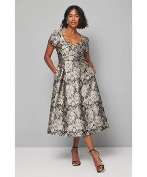 Jacquard Seam Detail Midi Dress
