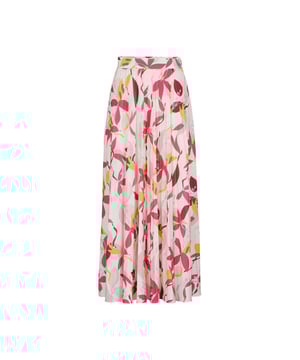 68% Viskose, 32% Recyceltes Polyester. Design: Rundum bedruckt, Blätter. Mit Falten. Taille: Elastisch. Länge: Midi.
