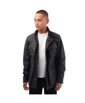 High collar with adjustable throat latch.Snap and one-way zip fastenings.Four front pockets and one internal pocket.Reinforced shoulder and elbow panels.Signature Belstaff check cotton twill lining.Underarm ventilation.Water-resistant materials.Offers protection from strong winds while remaining breathable.