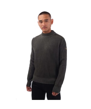 Mens Belstaff Stanley Mock Neck Jumper in green.- Mock neck.- 7 gauge ribbed sweater.- Belstaff patch on left sleeve.- Regular fit.- 80% Cotton  20% Wool.- Ref: 105217TGMGH