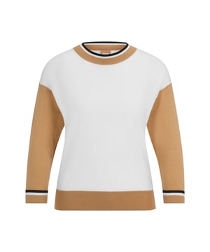 100% Wol. Ontwerp: Kleurenblok, Effen. Hem: Ribben. Halslijn: Crew Neck, Ribbed. Drop Shoulder. Mouwtype: Raglan met lange mouwen, Raglan met lange mouwen. Manchet: Ribbel. Pasvorm: Recht model. Bevestiging: Trek aan de achterkant. 8 UK: 32 in. 10 VK: 33 in.