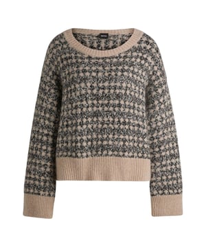 41% Alpacawol, 37% Polyamide, 16% Katoen, 6% Polyester. Stof: Jacquard, Gebreid, Garen. Ontwerp: contrasterende kleur, structuur. Hem: Ribben. Halslijn: Crew Neck, Ribbed. Mouwtype: Met lange mouwen. Manchet: Ribbel. Bevestiging: Trek aan de achterkant. Gemaakt van gerecycleerde materialen. S: 34 in. L: 38,5 in.