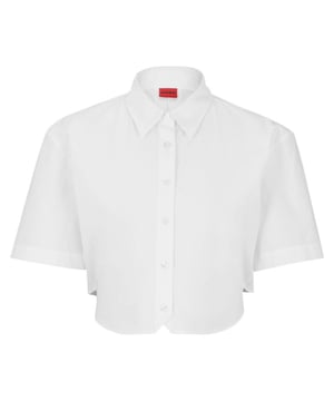 100% Baumwolle. Gewebe: Papier Haptik. Design: Logo, Unifarben. Button-Down-Kragen. Kellerfalte, kurz geschnitten, Elastischer Rückenriemen. Passform: Regulär. Spitz. Kurzärmlig. 36 DE: 84 cm. 38 DE: 88,9 cm.