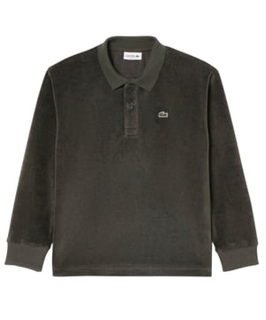 Materiaal: Katoen. Stof: Velours. Ontwerp: Geborduurd logo, Effen. Bevestiging: knop, pullover. Manchet: Gemonteerd, geribbeld. Mouwtype: Met lange mouwen. Halsuitsnijding: Omgeslagen kraag. Knoopsluiting met 2 knopen. 4 Jaar: 22 in. 6 jaar: 24 in. 8 jaar: 25 in. 10 jaar: 28 in.