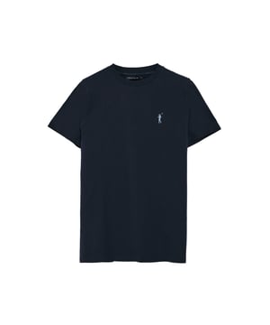Dieses Baumwoll-T-Shirt kombiniert Komfort mit Stil und eignet sich perfekt für jeden Anlass. Sein gerippter Rundhalskragen sorgt für einen perfekten Sitz, während die marineblauen Details und das gummierte, etwas größere Rigby Go-Logo auf der Brust ihm einen besonderen Touch verleihen.