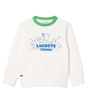 100% Katoen. Trim: Katoen, Elastane. Stof: Vlies. Ontwerp: Krokodil, Geborduurd logo, Tekst. Hem: Ribben. Halslijn: Crew Neck, Ribbed. Mouwtype: Met lange mouwen. Manchet: Ribbel. Bevestiging: Trek aan de achterkant. 4 Jaar: 22 in. 6 jaar: 24 in. 12 Jaar: 30 in. 14 Jaar: 34 in. 16 jaar: 36 in. 2 jaar: 20 in.