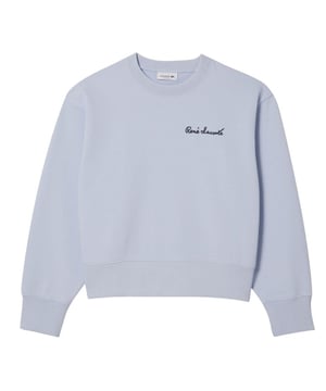 Materiaal: Katoen. Ontwerp: Geborduurd, Effen. Hals: Crew Neck. Drop Shoulder. Mouwtype: Met lange mouwen. Manchet: Ribbel. Pasvorm: Overgedimensioneerd. Bevestiging: Trek aan de achterkant. 10 VK: 35 in. 12 VK: 37 in.