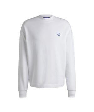100% Baumwolle. Gewebe: Weiche Haptik, Frottee. Design: Logo, Patch. Rundhalsausschnitt. Langärmlig. Bündchen: gerippt. Passform: Regulär. Zum Überziehen. S: 96,52 cm. M: 102 cm. L: 112 cm. XL: 121,92 cm. XXL: 132 cm.