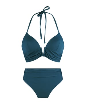 Ready to shine in de serie black of Fuchsia! Deze set bestaat uit een triangel bikini top die  is voorgevormd en heeft verstelbare touwtjes in de nek. Bij de set zit een bikini broekje! De accessoires aan de bandjes maken de look af!
