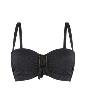 Rise & shine in deze geweldige serie! Deze serie trekt zeker de aandacht door de luxe structuur stof en gouden accessoire. De bikini is voorgevormd, heeft verstelbare schouderbandjes en is voorzien van een beugel. Hierdoor is deze bikini ook zeer geschikt voor de grotere maten.