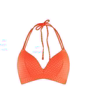 Crazy wild & fun - Diese Serie hat einen sexy Look mit einem einzigartigen Zebradruck. Dieses gepolsterte Bikini-Top ist vorgeformt und hat einen verstellbaren Träger am Nacken.