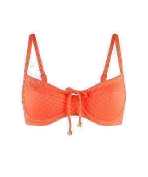 Better save than sorry! Deze bikini top met beugel is niet voorgevormd, waardoor hij voor vele pasvormen geschikt is. Ook heeft de top verstelbare bandjes.