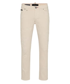 Forget about the routine and choose something totally original like these jeans with a strong character.                                                                 Used effect denim    Single metal button   Logoed patch sewn on the back   Canvas label sewn on the back   Fit: Skinny