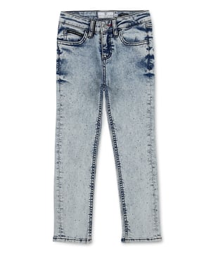 Estos pantalones de denim elástico con cinco bolsillos presentan decoraciones de cristales de strass. Presentan el logotipo hexagonal tipo joya de la firma en la espalda. Cierre de un botón en la cintura. Corte: Slim.