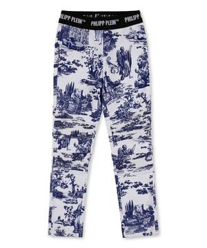 Pantalones leggings de denim superelástico con estampado de En-PLEIN-air. Detalles de punto de canalé. Cintura elástica con logotipo tejido en jacquard.
