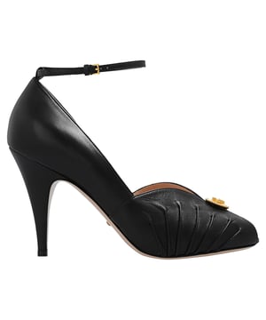 Composition: 100% Leather  

Inner: 100% Leather
Insole: 100% Leather
Sole: 100% Leather
Heel: 10.0 cm / 25.4 in
branded insole
Open toe
Gold-colored metal application
'Interlocking G' logo
Ankle side buckle fastening
Made in  Italy
Gender: WOMEN
Product code: 727516 C9D00_1000