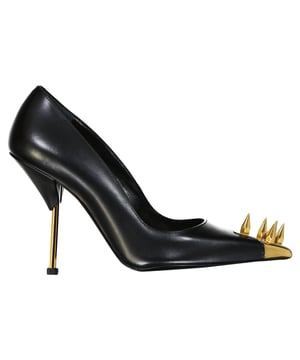 Composition: 100% calf leather  

Inner: Leather
Insole: Leather
Sole: Leather
Pointed toe
Heel 10,5 cm
Slip-on design
Small imperfection on the side
Metal studs detail
Made in  Italy
Gender: WOMEN
Product code: 651714
Barcode: 9990002202204
Code: SHO MQ 2 PM SS23 10222