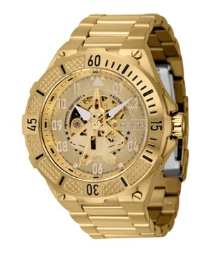 El Invicta 39914 tiene una caja de acero inoxidable de 50 millimetros con una esfera oro.
Esta modelo funciona con un movimiento de Automático preciso.
Resistencia a la presión de aqua de 10 bares.
Este modelo es parte de la colección Invicta Aviator.

2 años de garantía Invicta.