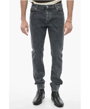 Rechte pijpen, Gemaakt in Italië, Donkere wassing, 5 zakken, Denim katoen, Riemlussen, Lente-Zomer, Grijs, Denim Rules, FRENCH CHARM, P579872, ENKEL 15 CM